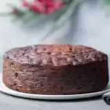 Front shot of One whole Trinidad Black Fruit Cake 