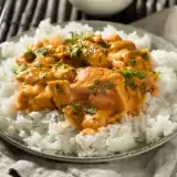 Chicken Mango Curry topped on steamed rice