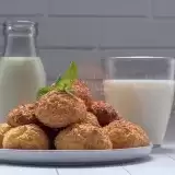 Coconut Drops with milk at the back