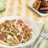 Corned Beef and Cabbage with spoon and fork on the side
