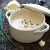 Vegan Cauliflower Soup in bowl with cover 