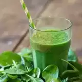 Close up shot of Kale Smoothie in a cup 