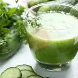 Close up shot of Cucumber Juice in a Glass cup