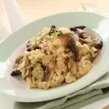 Front shot of Vegan Mushroom Risotto in a plate