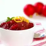 Front shot of Cranberry sauce with lemon zest in a bowl