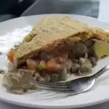 Close up of a slice of delicious Vegan Pot Pie 