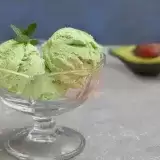 Front shot keto avocado ice cream in bowl