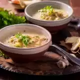 Front View of Vegan Cabbage Oyster Mushroom Soup