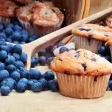Front View of Air Fryer Blueberry Muffins