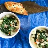 Front View of Kale Soup With Sausage 