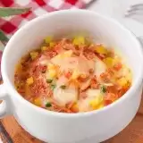 Close up of pizza in a mug